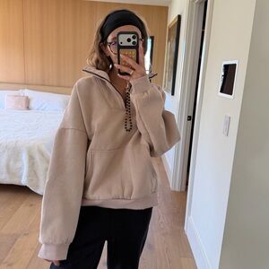 Beige Quarter-Zip Pullover
